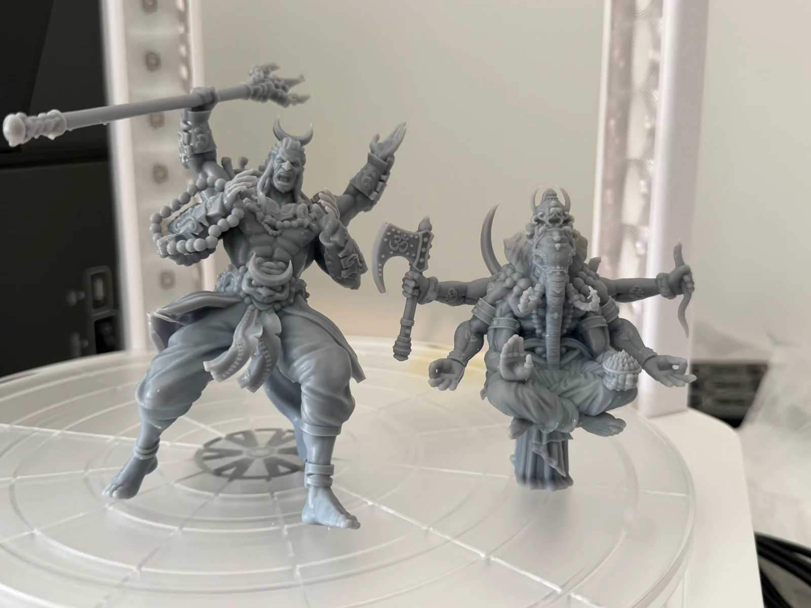 Physical resin print tests of mythological characters