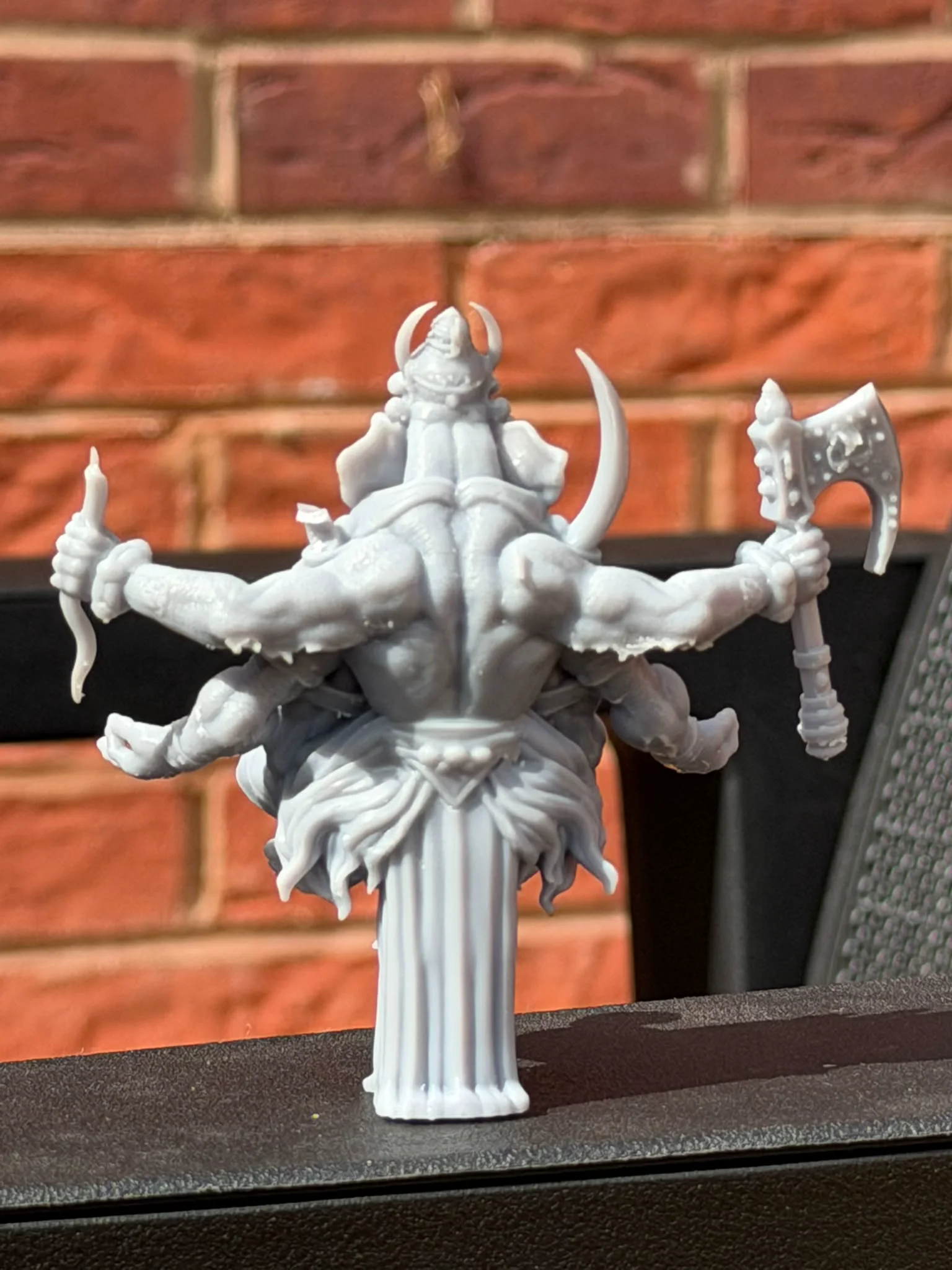 Rear workshop photograph of the physical Ganesha resin print